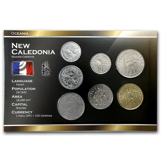 New Caledonia 1-100 Francs Coin Set Unc New Caledonia 1-100 Francs Coin Set Unc